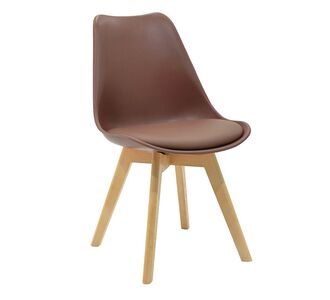 Καρέκλα Gaston pakoworld PP-PU καφέ-φυσικό πόδι 53.5x48.5x83εκ |  Καρέκλες στο espiti