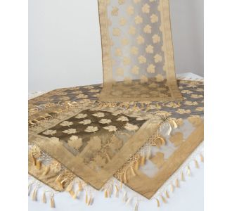 Σετ 4 τεμαχίων (110cm x 110cm, 50cm x 140cm,2x50cm x 50cm) AKB-301 Λάδι 5206978162459 SilkFashion |  Καρέ στο espiti