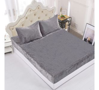 Fleece σεντόνι με λάστιχο και μαξιλαροθήκες (160cm x 200cm + 35cm) light grey 5206978082719 SilkFashion |  Σεντόνια Υπέρδιπλα / King Size στο espiti