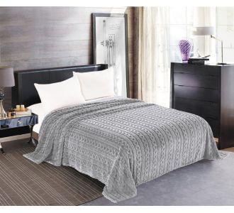 Κουβέρτα fleece braid (220cm x 240cm) γκρί 5206978163203 SilkFashion |  Κουβέρτες fleece Υπέρδιπλες στο espiti