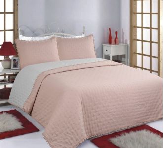 ΚΟΥΒΕΡΛΙ σετ (240cm x 260cm +2x50cm x 70cm) PON-PON pink/grey 5206978074783 SilkFashion |  Κουβερλί Υπέρδιπλα στο espiti