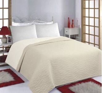 ΚΟΥΒΕΡΛΙ σετ (170cm x 220cm) WAVES beige/ivory 5206978074875 SilkFashion |  Κουβερλί Υπέρδιπλα στο espiti