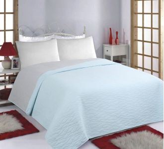 ΚΟΥΒΕΡΛΙ σετ (170cm x 240cm) WAVES sky blue/ grey 5206978074929 SilkFashion |  Κουβερλί Υπέρδιπλα στο espiti