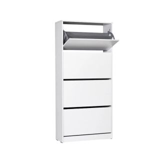 Παπουτσοθήκη μελαμίνης Flat Duo Megapap 24 ζευγών σε χρώμα λευκό 73x26x157εκ. |  Παπουτσοθήκες στο espiti