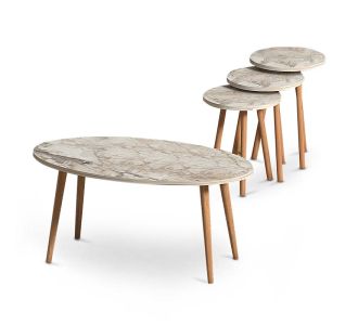 Τραπεζάκι σαλονιού + βοηθητικά τραπεζάκια Elips Megapap από μελαμίνη χρώμα εφέ μαρμάρου 90x50x41εκ. |  Τραπεζάκια βοηθητικά στο espiti
