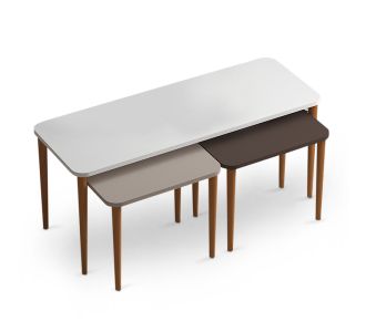 Τραπεζάκι σαλονιού και βοηθητικά τραπεζάκια Omega Megapap από μελαμίνη χρώμα λευκό - cappuccino - καφέ |  Τραπεζάκια σαλονιού στο espiti