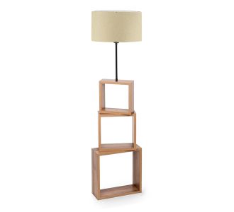 Φωτιστικό δαπέδου Claude Megapap Mdf/fabric Pvc χρώμα καφέ/μπεζ 37x20x140εκ. |  Δαπέδου στο espiti
