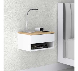 Κομοδίνο επιτοίχιο μελαμίνης Mary Megapap χρώμα sonoma - λευκό 40x30x23εκ. |  Κομοδίνα στο espiti