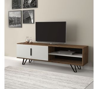 Έπιπλο τηλεόρασης Foot Megapap από μελαμίνη χρώμα καρυδί - λευκό 160x35x49εκ. |  Έπιπλα τηλεόρασης στο espiti