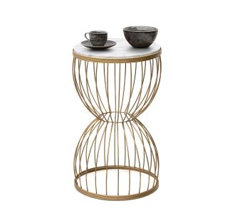 Βοηθητικό τραπεζάκι Pino Megapap μεταλλικό - Mdf χρώμα χρυσό - λευκό εφέ μαρμάρου 35x35x58εκ. |  Τραπεζάκια βοηθητικά στο espiti