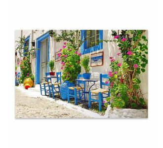 Πίνακας σε καμβά "Greek Street Tavern" Megapap ψηφιακής εκτύπωσης 60x40x3εκ. |  Πίνακες στο espiti