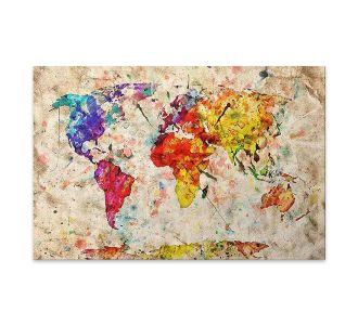 Πίνακας σε καμβά "Colorful World Map" Megapap ψηφιακής εκτύπωσης 75x50x3εκ. |  Πίνακες στο espiti