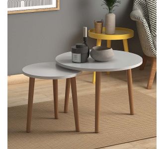 Σετ τραπεζάκια σαλονιού μελαμίνης Roma Megapap 2 τμχ. χρώμα λευκό 60x60x46εκ. |  Τραπεζάκια βοηθητικά στο espiti