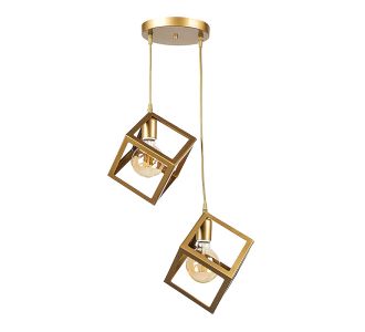 Φωτιστικό οροφής Thora Megapap E27 μεταλλικό δίφωτο χρώμα χρυσό ματ 22x22x70εκ. |  Οροφής στο espiti