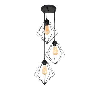 Φωτιστικό οροφής Nura Megapap E27 μεταλλικό τρίφωτο χρώμα μαύρο 21x21x70εκ. |  Οροφής στο espiti