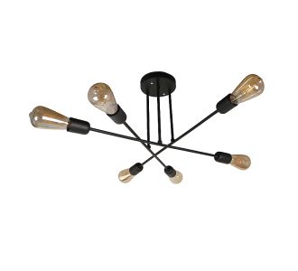 Φωτιστικό οροφής Uriela Megapap E27 μεταλλικό εξάφωτο χρώμα μαύρο 64x64x29εκ. |  Οροφής στο espiti