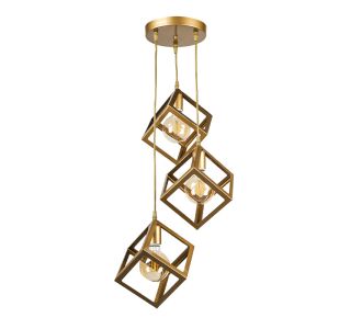 Φωτιστικό οροφής Thora Megapap E27 μεταλλικό τρίφωτο χρώμα χρυσό ματ 22x22x70εκ. |  Οροφής στο espiti