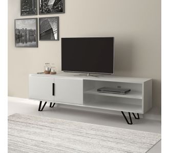 Έπιπλο τηλεόρασης Foot Megapap από μελαμίνη χρώμα λευκό 160x35x49εκ. |  Έπιπλα τηλεόρασης στο espiti