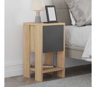 Κομοδίνο μελαμίνης Ema Megapap χρώμα φυσικό οξιάς - ανθρακί 30x30x55εκ. |  Κομοδίνα στο espiti