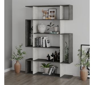 Βιβλιοθήκη μελαμίνης Mito Megapap χρώμα λευκό αντικέ - γκρι ρετρό 108x25x161εκ. |  Βιβλιοθήκες στο espiti