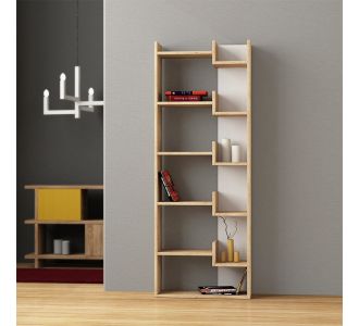 Βιβλιοθήκη μελαμίνης Oppa Megapap χρώμα φυσικό οξιάς/λευκό 60x22x162εκ. |  Βιβλιοθήκες στο espiti