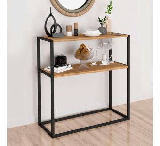 Κονσόλα Castel Megapap μεταλλική - μελαμίνης χρώμα μαύρο - pine oak 90x33,5x90εκ. |  Συρταριέρες -Κονσόλες στο espiti