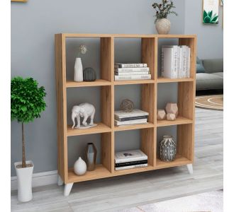 Βιβλιοθήκη μελαμίνης Saul Megapap χρώμα pine oak 88,2x20x88,2εκ. |  Βιβλιοθήκες στο espiti