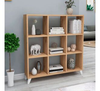 Βιβλιοθήκη μελαμίνης Saul Megapap χρώμα pine oak 88,2x20x88,2εκ. |  Βιβλιοθήκες στο espiti