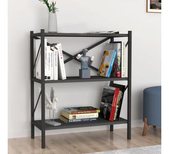 Βιβλιοθήκη Jocasta Megapap μεταλλική - μελαμίνης χρώμα ανθρακί 66x34x85εκ. |  Βιβλιοθήκες στο espiti