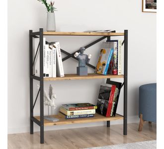 Βιβλιοθήκη Jocasta Megapap μεταλλική - μελαμίνης χρώμα pine oak 66x34x85εκ. |  Βιβλιοθήκες στο espiti