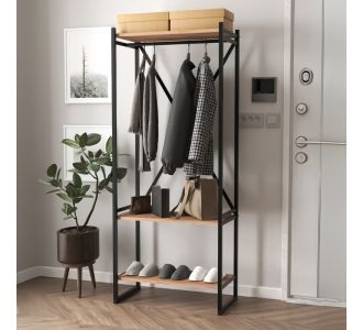 Έπιπλο εισόδου - Κρεμάστρα Zula Megapap μεταλλική - μελαμίνης χρώμα μαύρο - pine oak 66x30x160εκ. |  Βιτρίνες - Έπιπλα εισόδου στο espiti