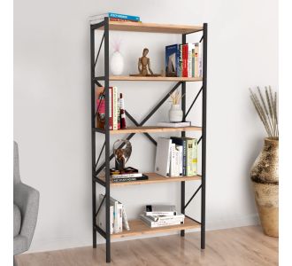 Βιβλιοθήκη Jocasta Megapap μεταλλική - μελαμίνης χρώμα pine oak 66x34x160εκ. |  Βιβλιοθήκες στο espiti