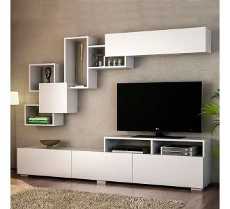 Σύνθεση τηλεόρασης Stamatia Megapap από μελαμίνη χρώμα λευκό 210x36,8x46,8εκ. |  Συνθέσεις σαλονιού στο espiti