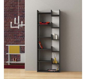 Βιβλιοθήκη μελαμίνης Oppa Megapap χρώμα ανθρακί - λευκό 60x22x162εκ. |  Βιβλιοθήκες στο espiti