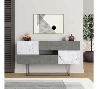 Μπουφές Eros Megapap από μελαμίνη γκρι ρετρό - λευκό εφέ μαρμάρου 145x40x82εκ. |  Επιπλα στο espiti