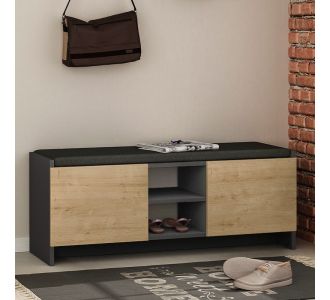 Παπουτσοθήκη Zulla Megapap από μελαμίνη χρώμα ανθρακί - φυσικό οξιάς 110x37x43εκ. |  Παπουτσοθήκες στο espiti