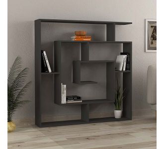 Βιβλιοθήκη μελαμίνης Labirent Megapap χρώμα ανθρακί 125x22x129εκ. |  Βιβλιοθήκες στο espiti