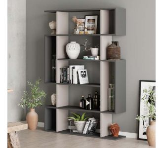 Βιβλιοθήκη μελαμίνης Mito Megapap χρώμα ανοιχτή μόκα - ανθρακί 108x25x161εκ. |  Βιβλιοθήκες στο espiti