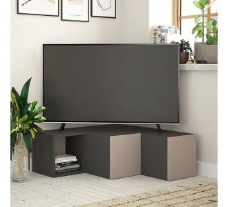 Έπιπλο τηλεόρασης γωνιακό Compact Megapap μελαμίνης χρώμα ανθρακί - ανοιχτή μόκα 94,2x90,6x31,4εκ. |  Έπιπλα τηλεόρασης στο espiti