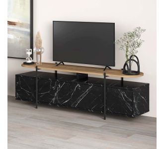 Έπιπλο τηλεόρασης Hanley Megapap από μελαμίνη χρώμα μαύρο εφέ μαρμάρου 160x35,6x48εκ. |  Έπιπλα τηλεόρασης στο espiti