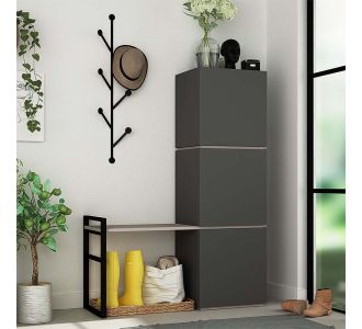 Έπιπλο εισόδου με κρεμάστρα Mello Megapap από μελαμίνη χρώμα ανθρακί 109x39x149εκ. |  Βιτρίνες - Έπιπλα εισόδου στο espiti