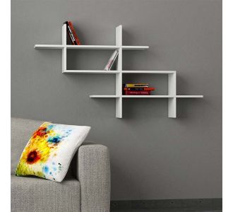 Ραφιέρα τοίχου Halic Megapap μελαμίνης χρώμα λευκό 150x22x82εκ. |  Ραφιέρες τοίχου στο espiti