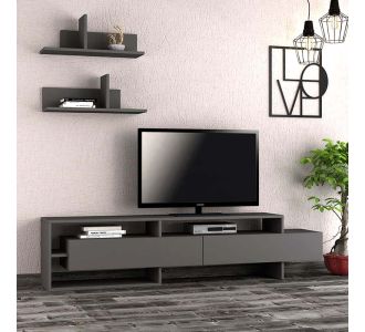 Έπιπλο τηλεόρασης Gara Megapap από μελαμίνη χρώμα ανθρακί 180x29,8x42εκ. |  Έπιπλα τηλεόρασης στο espiti