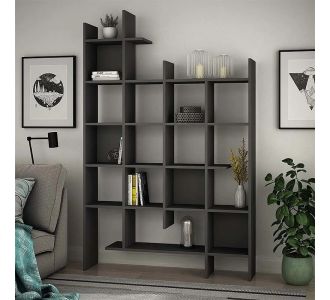 Βιβλιοθήκη μελαμίνης Manco Megapap χρώμα ανθρακί 122x25,5x188εκ. |  Βιβλιοθήκες στο espiti