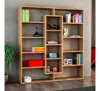 Βιβλιοθήκη μελαμίνης Ample Megapap χρώμα καρυδί 125x22x135,7εκ. |  Βιβλιοθήκες στο espiti