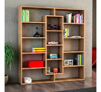 Βιβλιοθήκη μελαμίνης Ample Megapap χρώμα καρυδί 125x22x135,7εκ. |  Βιβλιοθήκες στο espiti