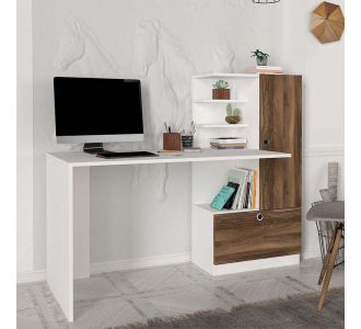 Γραφείο εργασίας Merino Megapap από μελαμίνη χρώμα λευκό - καρυδί 149,5x61,8x120εκ. |  Γραφεία στο espiti