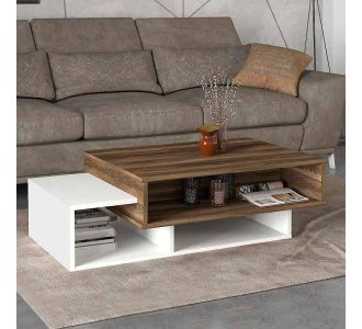 Τραπεζάκι σαλονιού Tab Megapap από μελαμίνη χρώμα λευκό - καρυδί 105x60x32εκ. |  Τραπεζάκια σαλονιού στο espiti