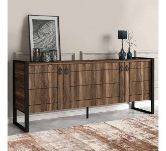 Μπουφές μελαμίνης Ursula Megapap χρώμα καρυδί 180x40x77,6εκ. |  Μπουφέδες στο espiti