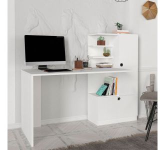 Γραφείο εργασίας Merino Megapap από μελαμίνη χρώμα λευκό 149,5x61,8x120εκ. |  Γραφεία στο espiti